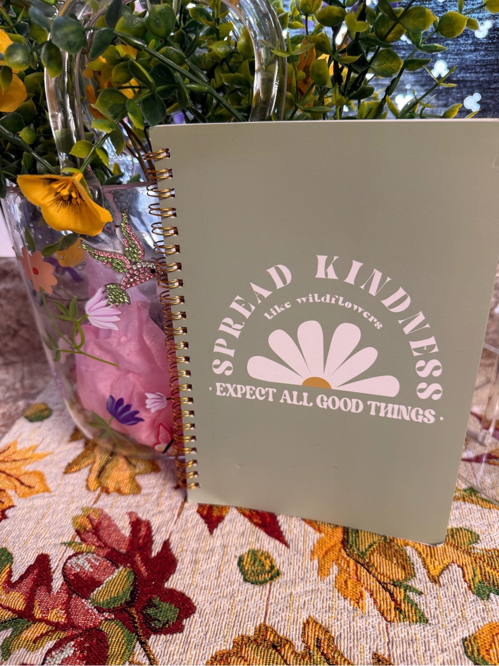 Spread Kindness Sage Green Spiral Notebook by